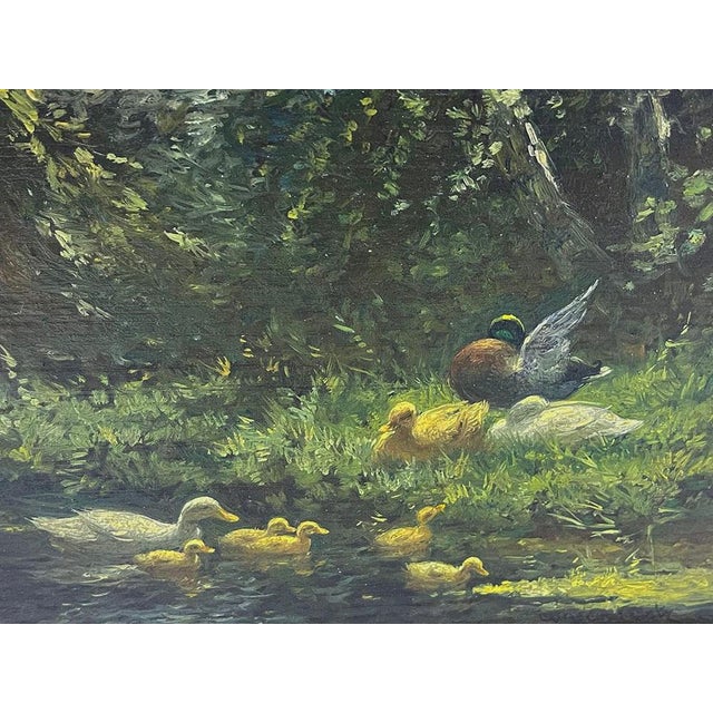 Constant David Ludovic Artz (1870-1951) oil painting on panel, Ducks by the water Dutch painter Constant David Ludovic...
