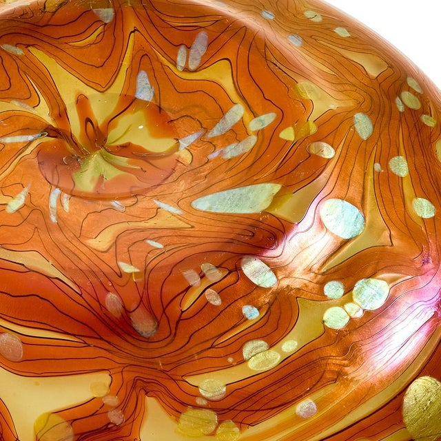 Glass Austrian Art Noveau Red and Gold Floral Glass Bowl from Johann Loetz Witwe, 1902 For Sale - Image 7 of 10