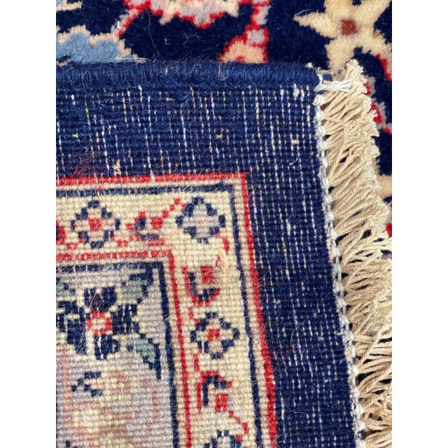 Navy Blue Fine Hand Knotted Kashan 7'8'' X 9'11'' For Sale - Image 9 of 12