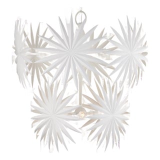 Currey & Company Bismarkia Medium White Chandelier For Sale