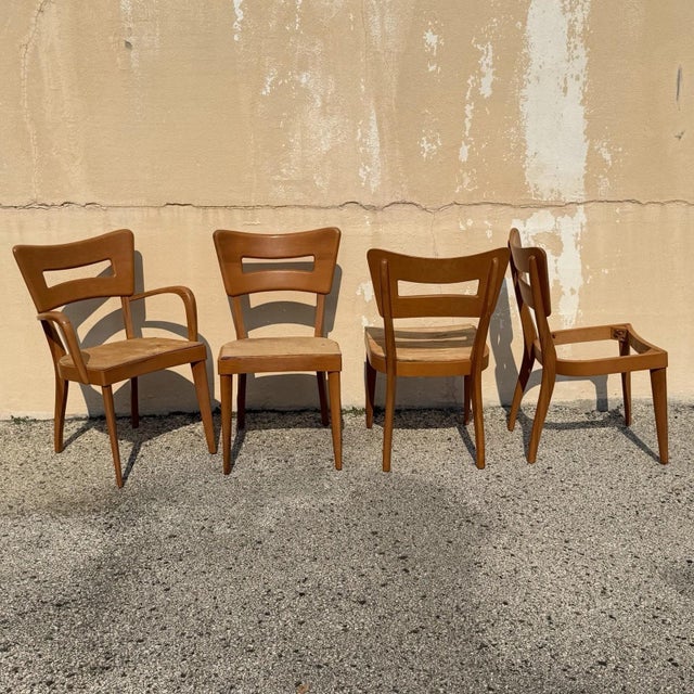 Vintage Heywood Wakefield MCM Dog Bone Maple Dining Room Chairs - Set of 4 For Sale - Image 10 of 10