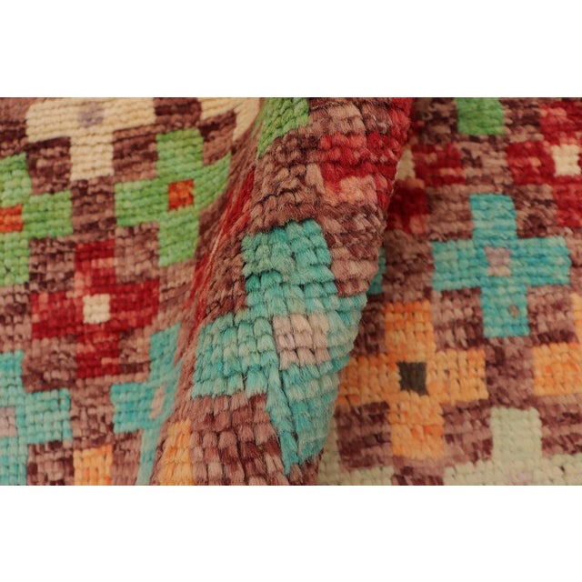 Maroon Shabby Chic Balochi Maroon/Blue Wool Rug - 3'4''x4'10'' For Sale - Image 8 of 11