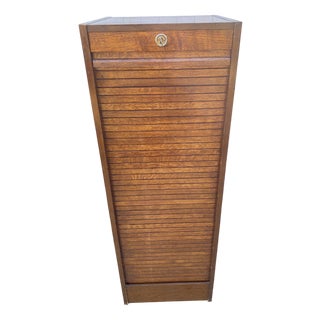 Oak Roll-Top Filing Cabinet, 1970s For Sale