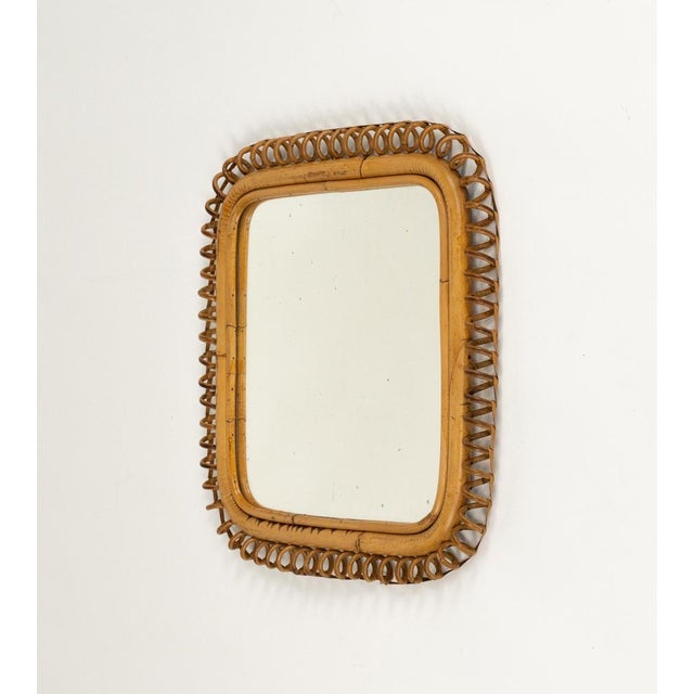 Midcentury Modern Squared Wall Mirror in Rattan and Bamboo by Franco Albini, 1960s For Sale - Image 6 of 10