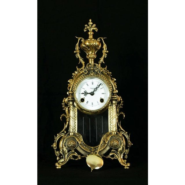 Vintage Brass Mantel Clock with Franz Hermle Movement from Robert Grant, London, 1960s For Sale - Image 12 of 13