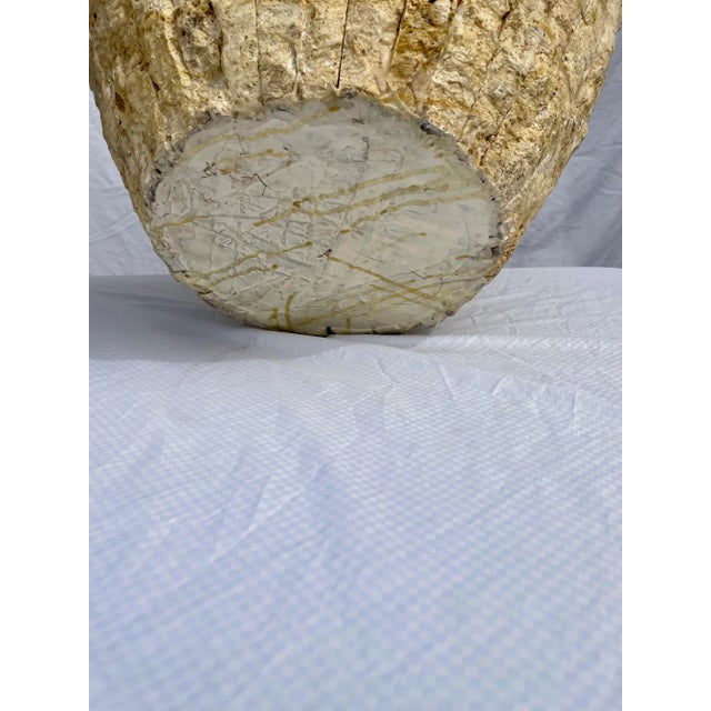 Almond Raw Tessellated Fossil Stone Floor Vase For Sale - Image 8 of 9