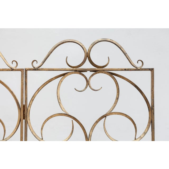 Metal Wrought Iron Decorative Gilt Folding Screen, Italy, 1950s For Sale - Image 7 of 9