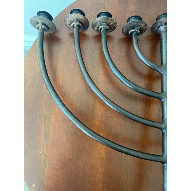 Mid 20th Century Large Hand Crafted Iron Menorah For Sale - Image 11 of 12