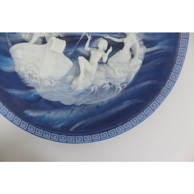 1980s “The Sirens" Plate From "The Voyage of Ulysses" Series by Alan Brunettin, by Incolay Studios in Lapis-Blue Incolay Cameo For Sale - Image 5 of 8