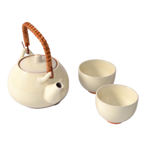 Vintage Japanese Tea Handmade Stoneware Ceramic Kotobuki - Set of 3