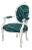 Italian Vintage White Wood Arm Chair in Teal Graffito For Sale