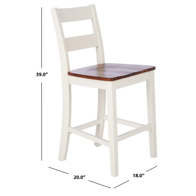 Traditional Yuri Counter Stool - White/Natural, Set of 2 For Sale - Image 3 of 8