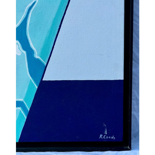 Late 20th Century Late 20th Century Fauvist Blue Girl Original Oil Painting on Canvas by Rob Coons For Sale - Image 5 of 9