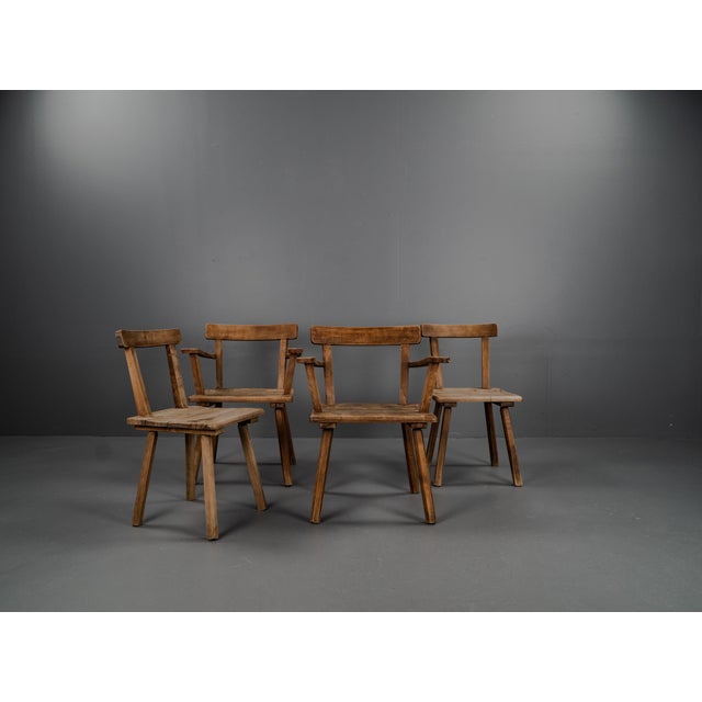 Brutalist 3KP Side Chairs in Oak, 1950s, Set of 4 For Sale - Image 4 of 18