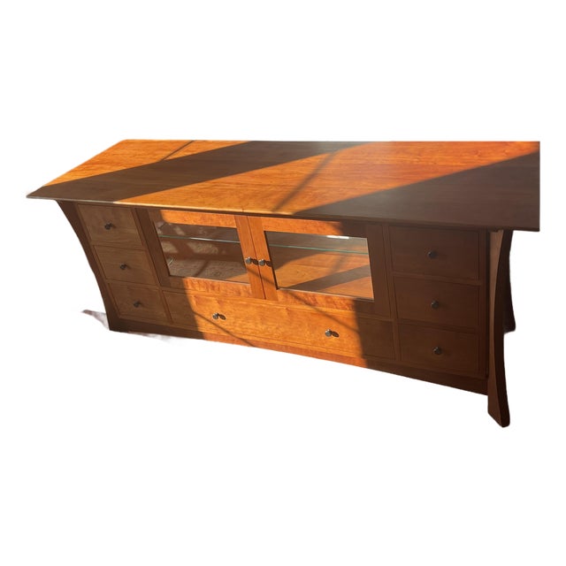 Hardwood Artisans Waterfall Tv Console For Sale