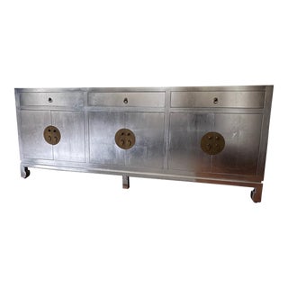 Silver Leaf Asian Credenza For Sale