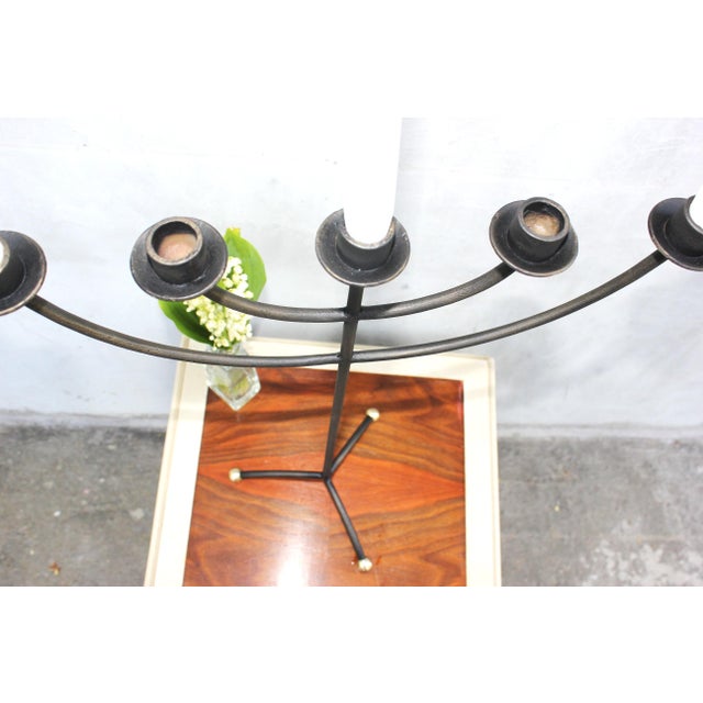 1970s Mid-Century Modern Handcrafted Wrought Iron Five-Arm Candelabra, 1970s For Sale - Image 5 of 8