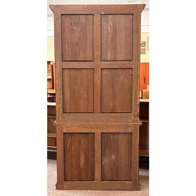 Vintage Pair of Elmwood Bookcases / Cabinets With Adjustable Shelves , Uk Import c.1950 For Sale In San Francisco - Image 6 of 11