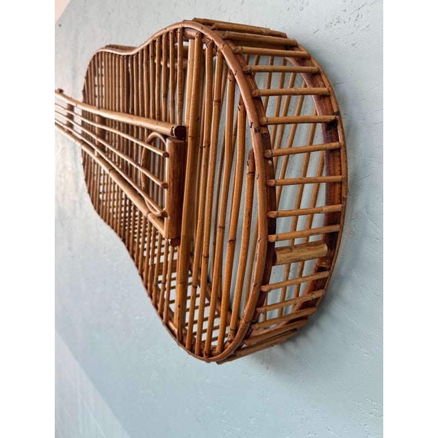 Wood Vintage Bamboo Guitar Decoration, 1970s For Sale - Image 7 of 12
