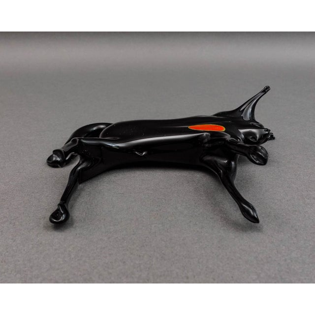 Glass Murano Italy Vintage Black Blown Art Glass Bull Figurine Sculpture For Sale - Image 7 of 8