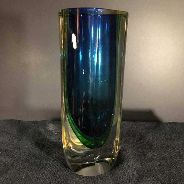 Blue Blue and Green Sommerso Murano Glass Vase by Flavio Poli for Murano, 1960s For Sale - Image 8 of 14