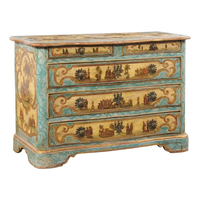 18th C Italian Lacca Povera Chest From Italy For Sale