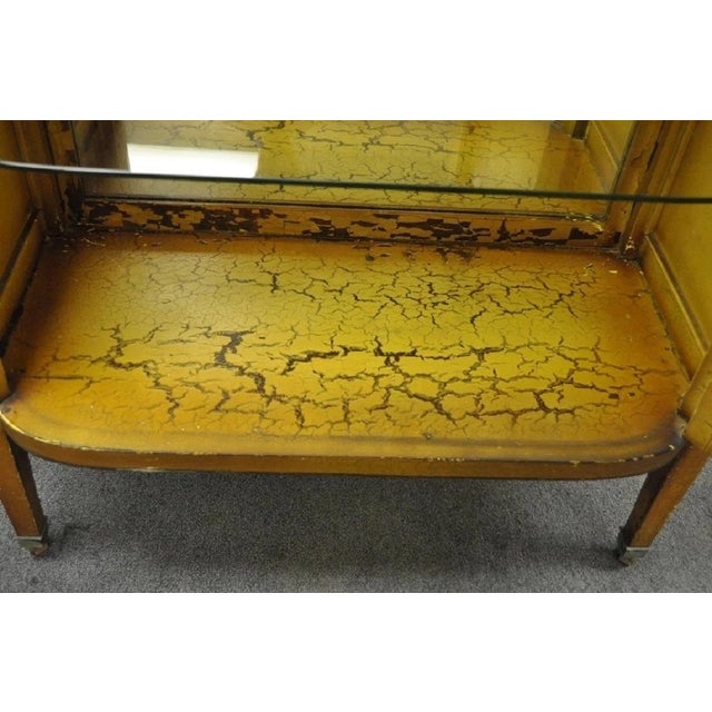 Early 20th Century Antique Oriental Chinese Asian Lacquered Figural Painted China Cabinet Curio For Sale - Image 5 of 12