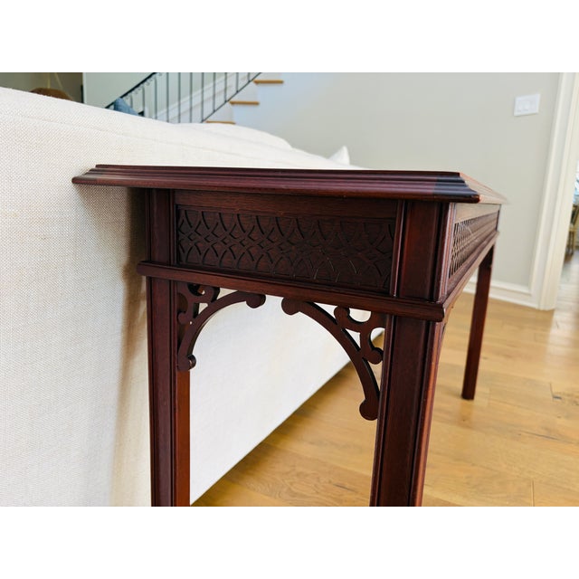 Vintage Councill Craftsmen Mahogany Chippendale Fretwork Console Table For Sale - Image 9 of 11