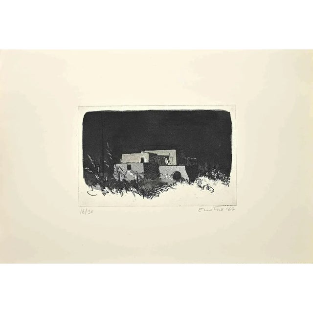 Landscape is an Etching and Aquatint realized by Enotrio Pugliese in 1967. Hand-signed by the artist on the lower....