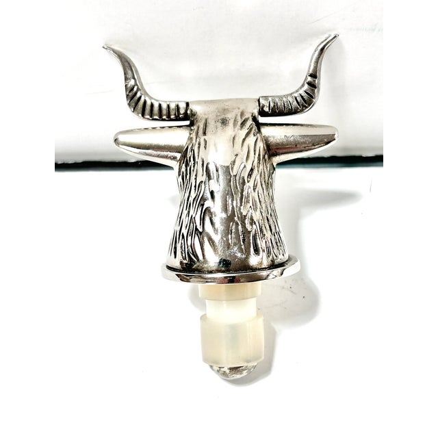 Late 20th Century Neiman Marcus Bull & Bear Bottle Stopper Set - Silver Plate Animal Wine Stoppers - 2pcs For Sale - Image 4 of 9