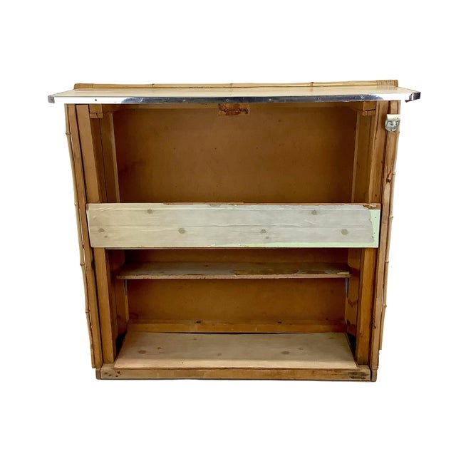 Wood Vintage Bamboo & Woven Rattan Freestanding Dry Bar With Shelving For Sale - Image 7 of 17