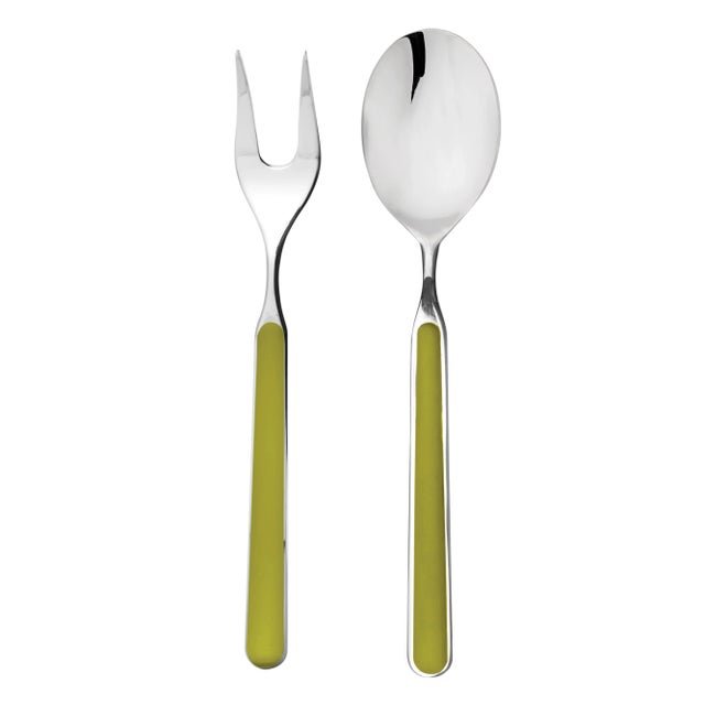 Contemporary Mepra Fantasia 2-Piece Serving Set (fork & Spoon), Olive Green For Sale - Image 3 of 3