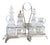 Silver and Painted Glass Cruet Set with Reliefs, Monogram Cards, Mustard Jar and Salt and Pepper Shakers, Set of 7 For Sale