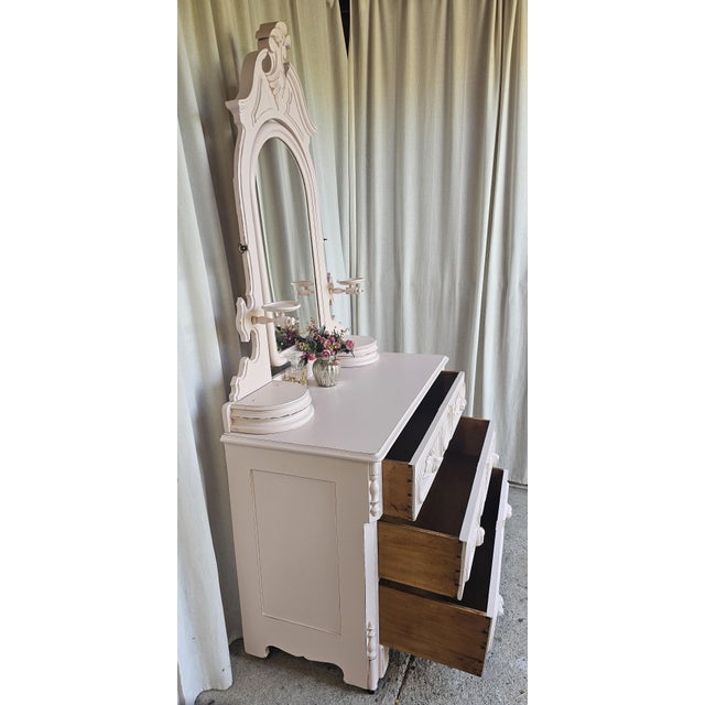 Victorian Pink Dresser With Mirror, Circa 1920's For Sale - Image 12 of 14