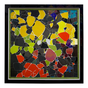 2024, Framed Colorful Abstract Glass Mosaic on Board, Artist Mila Apperlo