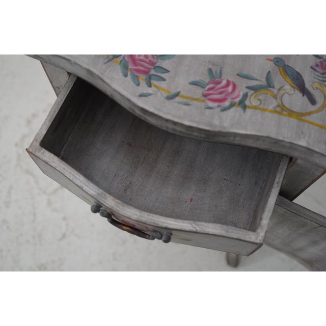French Style Hand Painted Nightstand For Sale - Image 4 of 12
