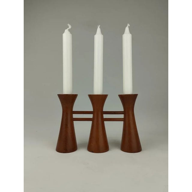 Mid-Century Candle Glow and Vases in Teak, Denmark, Set of 2 For Sale - Image 10 of 12