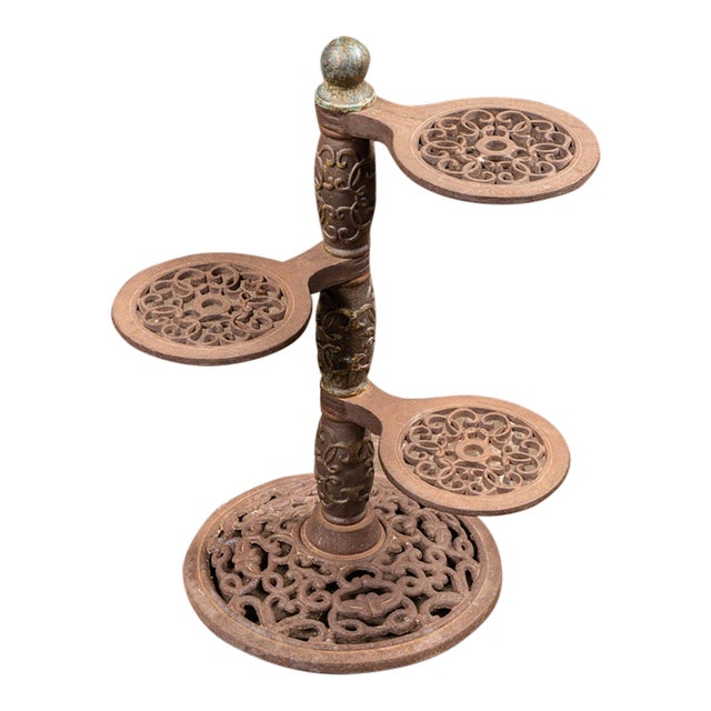 Cast Iron Adjustable Three Tier Plant Stand For Sale
