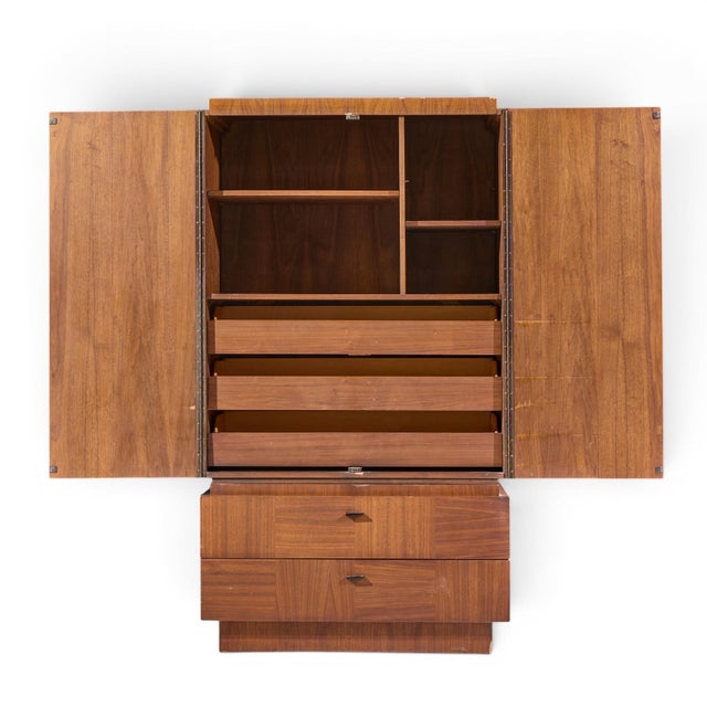Lane Brutalist Mid Century Walnut Armoire Dresser For Sale In Chicago - Image 6 of 9