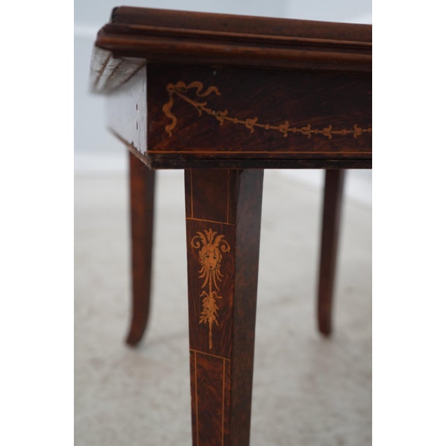 Brown Vintage Italian Marquetry Inlaid Accent Table For Sale - Image 8 of 13