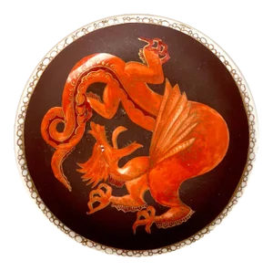 Small 2002 Hand Painted Studio Dragon Plate / Coaster