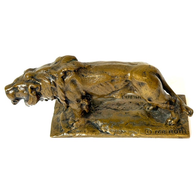Early 20th Century Frederick G. R. Roth “Columbia Lion” American Bronze Animalier Sculpture For Sale - Image 9 of 15