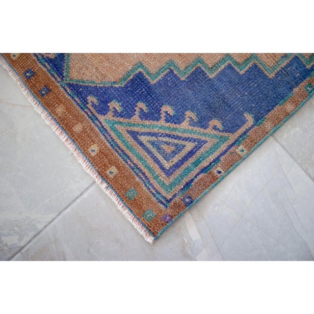 Apricot 1970s Hand Made Small Turkish Rug. DoorMat Entry Decor Kitchen Mat Baht Mat - 22'' X 40'' For Sale - Image 8 of 9