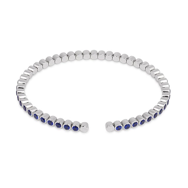 Lugano 3.00 Carat Sapphire 18k White Gold Bezel Bangle For Sale - Image 4 of 6
