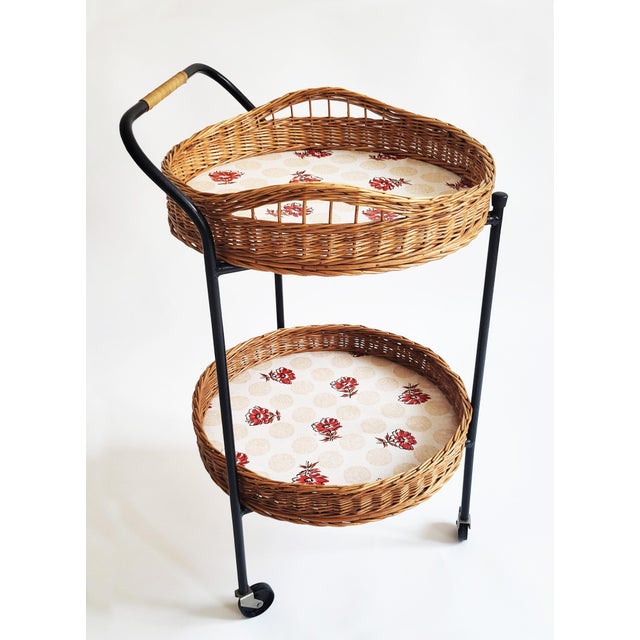 Rattan and Lacquered Iron Bar Trolley, Austria, 1950s For Sale - Image 14 of 14