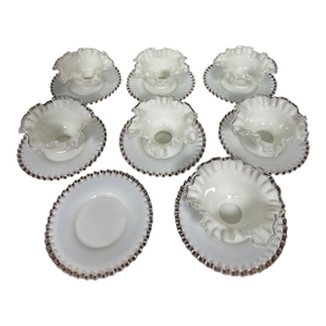 1960s Set of 7 Glass Dessert Bowl/Plate - 15 pcs