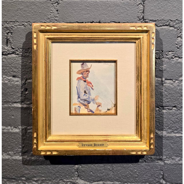 American Edward Borein "Western Cowboy on Horse"Original Rare 1924 Monotype For Sale - Image 3 of 12