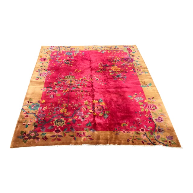 1920s Antique Design Art Deco Chinese Rug- 11’4” X 8’10” For Sale