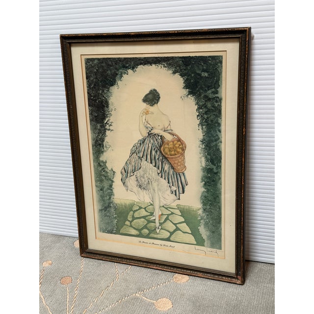 Art Nouveau Early 20th Century Louis Icart "Le Panier De Pommes" Signed Lithograph For Sale - Image 3 of 12