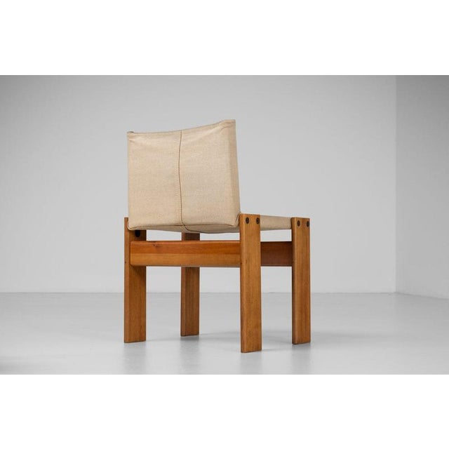 Wood Monk Chairs in Canvas by Afra and Tobia Scarpa for Molteni, Italy, 1974, Set of 6 For Sale - Image 7 of 18